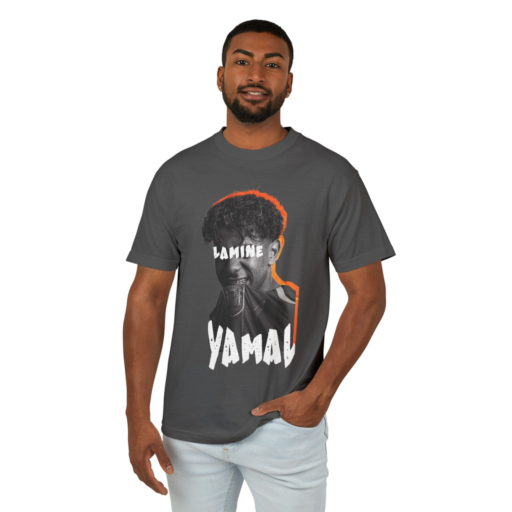Lamine Yamal Graphic Streetwear T-Shirt, Heavyweight Garment-Dyed Portrait Tee